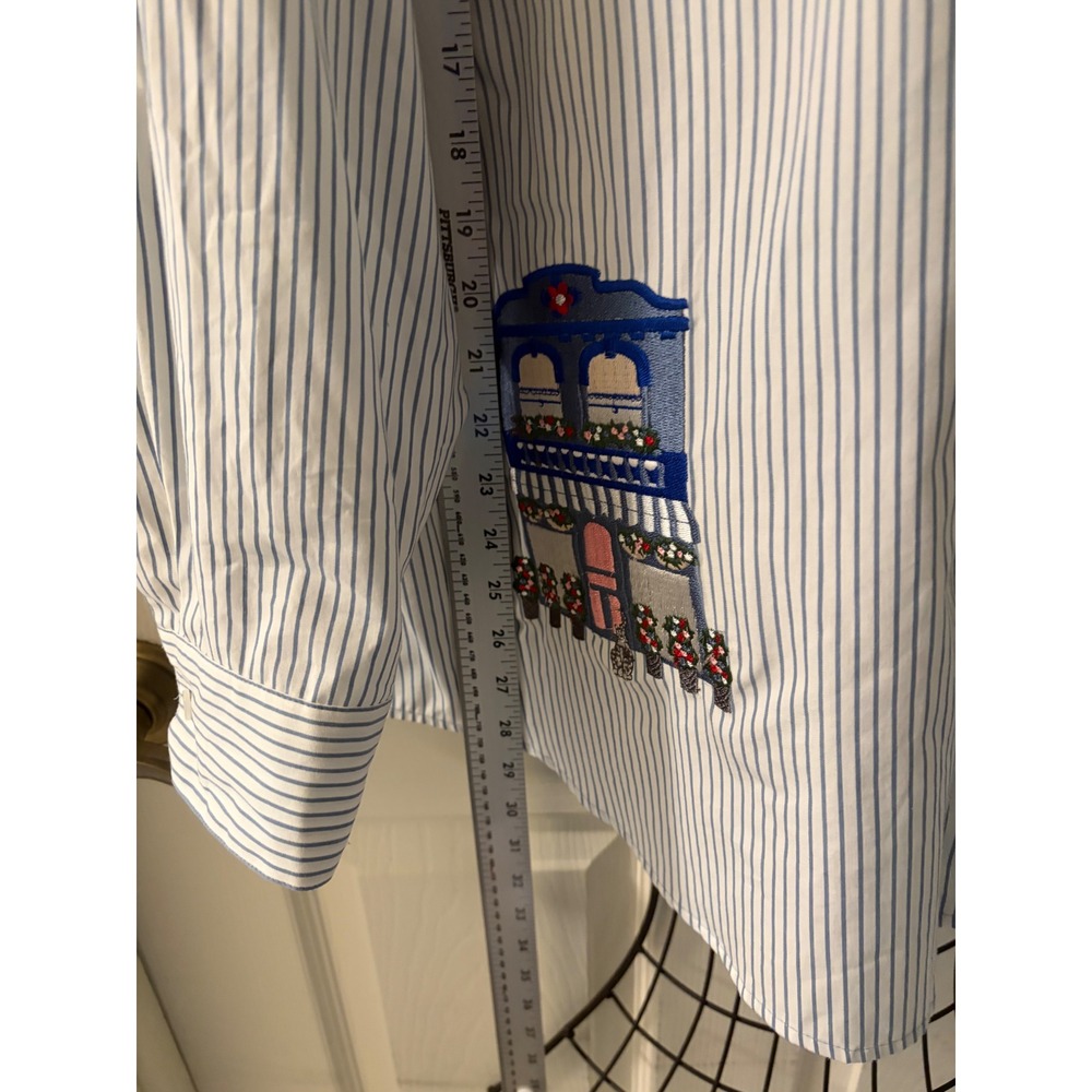 Bechamel 1X Cat Boutique Embroidered Button Shirt Cotton Novelty EUX Cottage - Picture 5 of 10